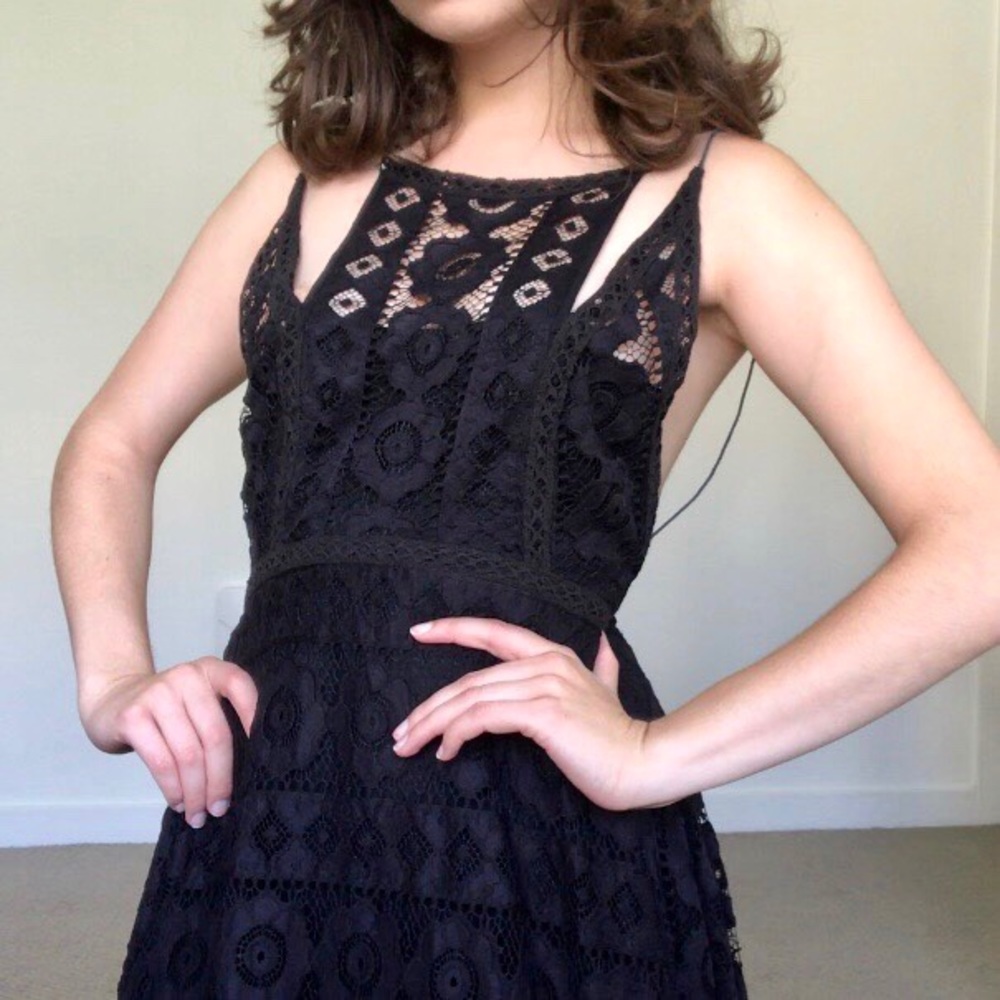 NEW Free People Just Like Honey Black Lace Dress S - Picture 7 of 8